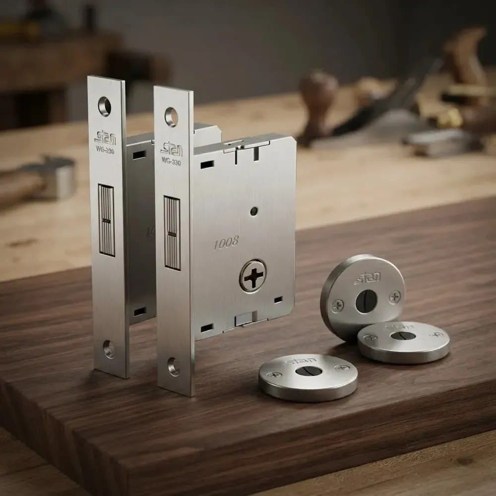 Trava Tetra Stam 1008 Par Dupla Fechadura Inox Porta Correr