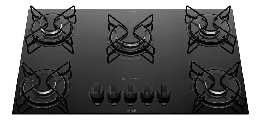 Cooktop 5 Bocas A Gás Atlas Agile Up Mega Chama Preto