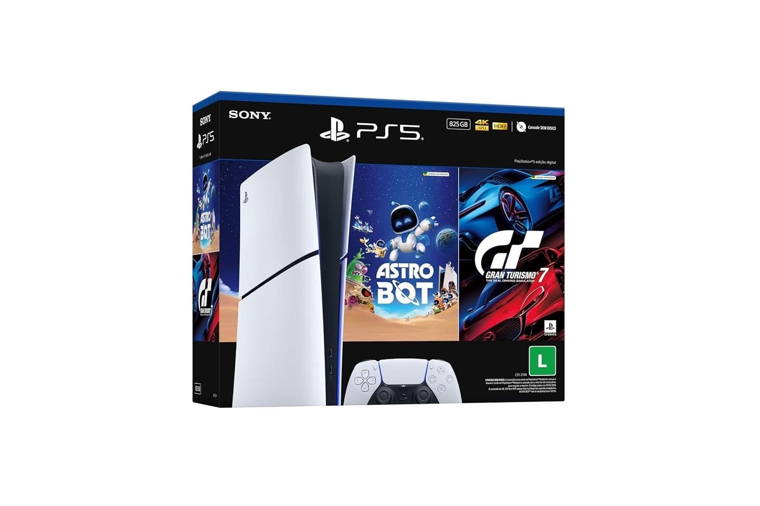 PlayStation®5 Slim Digital 825Gb – Pacote Astro Bot e Gran Turismo 7