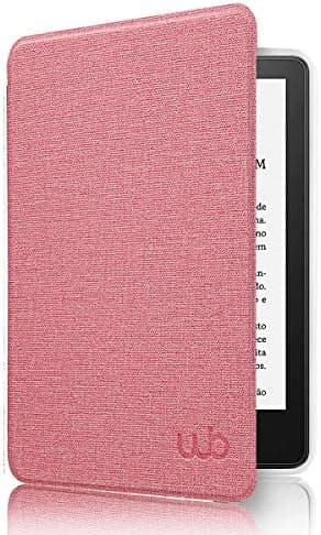 Capa Kindle Paperwhite 11a geração 2021 - WB Ultra leve Silicone Flexível e Sensor Magnético - Tecido Rosa (Não Compatível com Kindle 11ª Geração ou Kindle Paperwhite 10ª Geração)
