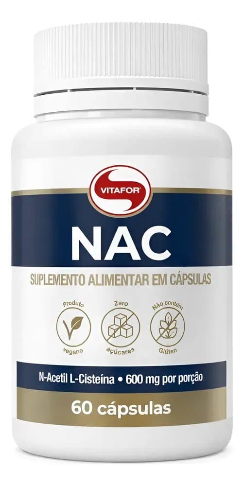 Nac 600mg 60 Capsulas Vegano Glutationa Vitafor Suplemento Alimentar Nac