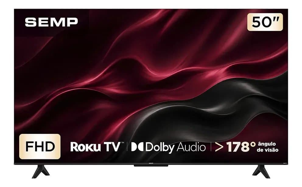 Smart Tv Semp 50 Polegadas Led Full Hd S42r Roku Tv Wi-Fi Dolby Audio Brilho Até 240 Nits 50s42r