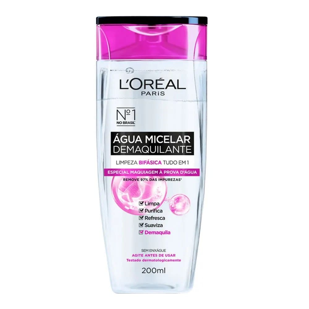 Água Micelar Bifásica L'Oréal Paris Solução de Limpeza 5 em 1 200ml