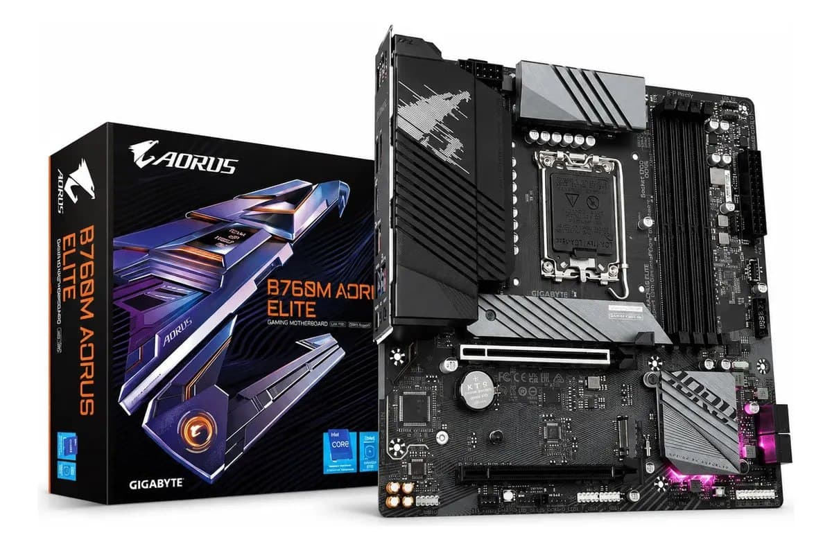 Placa Mãe Gigabyte Intel 1700 B760m Aorus Elite 4x Ddr5 Matx Cor Preto