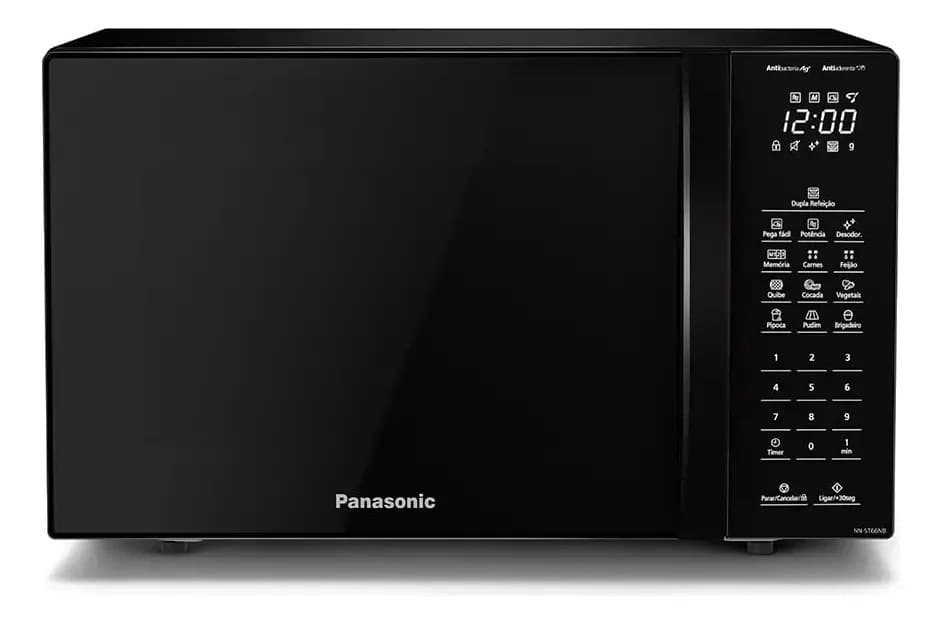 Microondas Panasonic Dupla Refeição 34L Black Glass - Nn-St66nbru