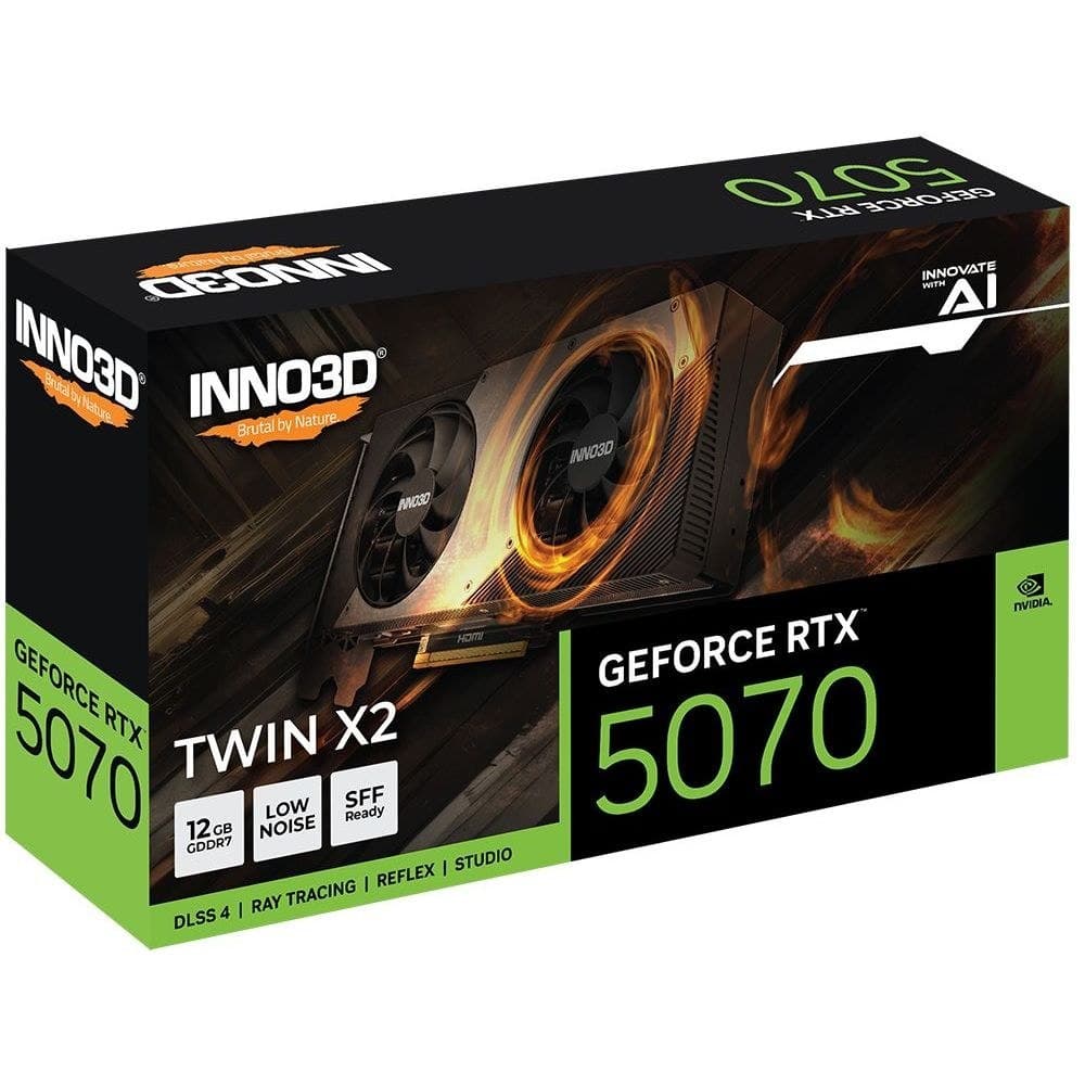 Placa de Vídeo Nvidia Geforce Inno3d Rtx 5070 12Gb Twin X2 Gddr7 N50702-12D7-195064N