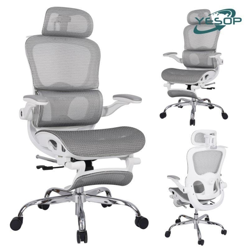 Yesop Cadeira De Escritório Ergonômica Com Apoio Lombar E De Pernas Assento Zero Gravity Cor Branco