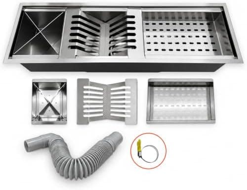 Calha Cozinha Escorredor Canal Organizador Embutir Úmida Inox 60cm Cor Aço inox escovado