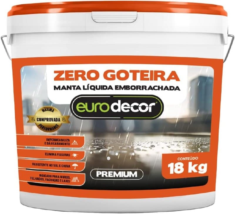 Manta Liquida Emborrachada Premium Euro Decor Zero Goteira 18KG Contra Fissuras Trincas Infiltrações (Gelo)