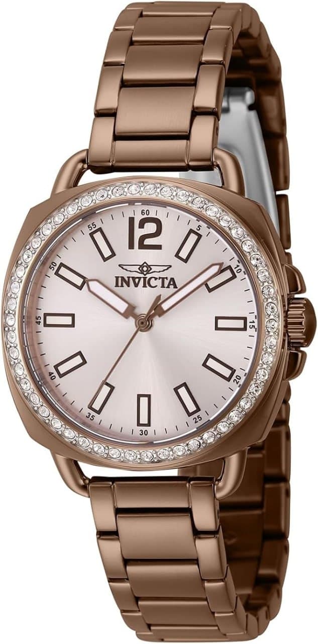 Invicta Relógio feminino de quartzo de aço inoxidável 32 mm, marrom (modelo: 46344), Marrom, Tendência