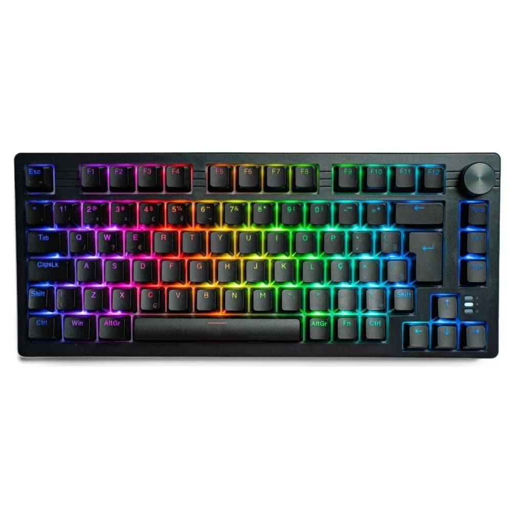 Teclado Sem Fio Mecânico Gamer Husky Nomadic, Rgb, Switch Gateron G Pro Brown, Bluetooth, Abnt2, Preto