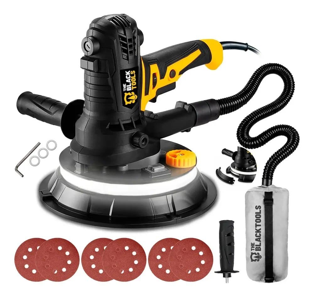 Lixadeira De Parede E Teto 1000w Profissional 5 Velocidades 360° Com Led 6 Lixas Saco Coletor Tlt900 The Black Tools