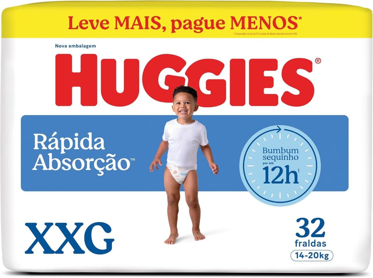 Huggies Rápida Absorção Fralda Descartável, Absorção Em Segundos - 32 UN