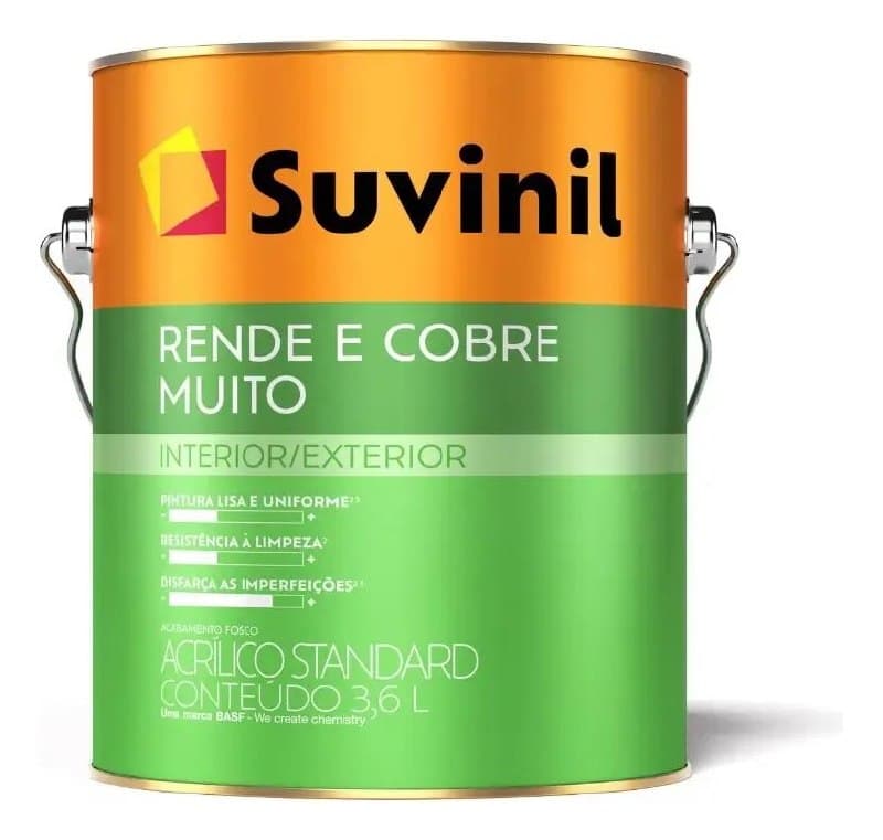 Tinta Acrílica Suvinil Rende & Cobre Muito 3.6L Fosco Cromio