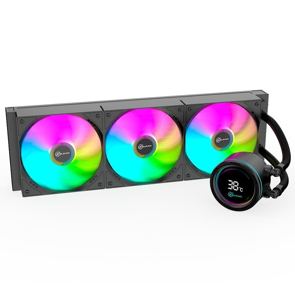 Water Cooler Kalkan Alpha 360mm com Display Integrado Argb Preto Compatível Intel Amd Klk00048