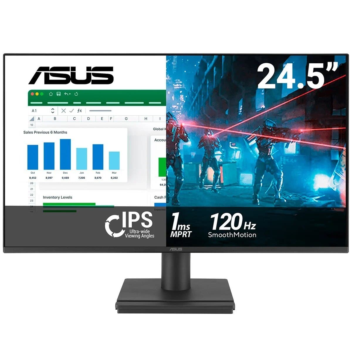 Monitor Gamer Asus Va259hga, 24.5 Pol, Full Hd, 120Hz, Ips, 1ms, 99% sRGB, Hdmi/Vga, 90Lm0as1-B021x1