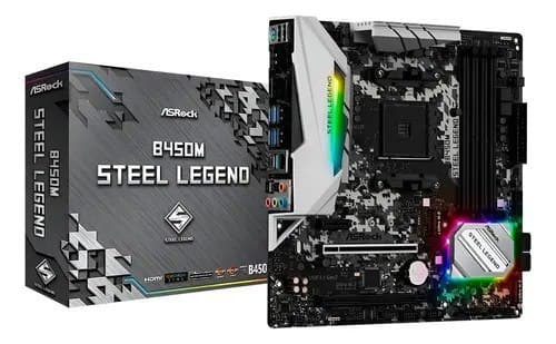 Placa Mãe Asrock B450m Steel Legend Amd Am4 Matx Ddr4 Preto