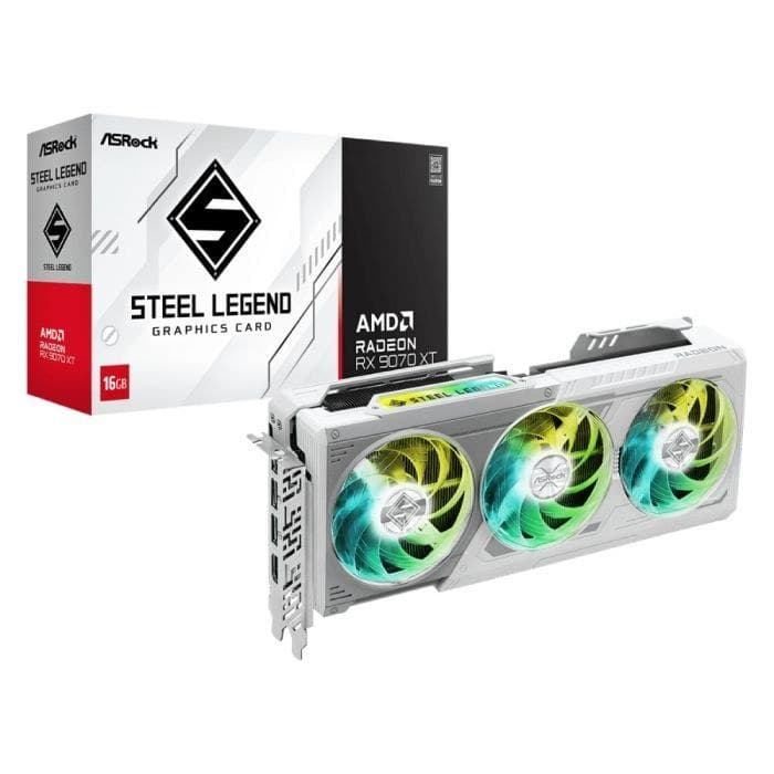 Placa de Vídeo AsRock Rx 9070 Xt Steel Legend White 16Gb Gddr6