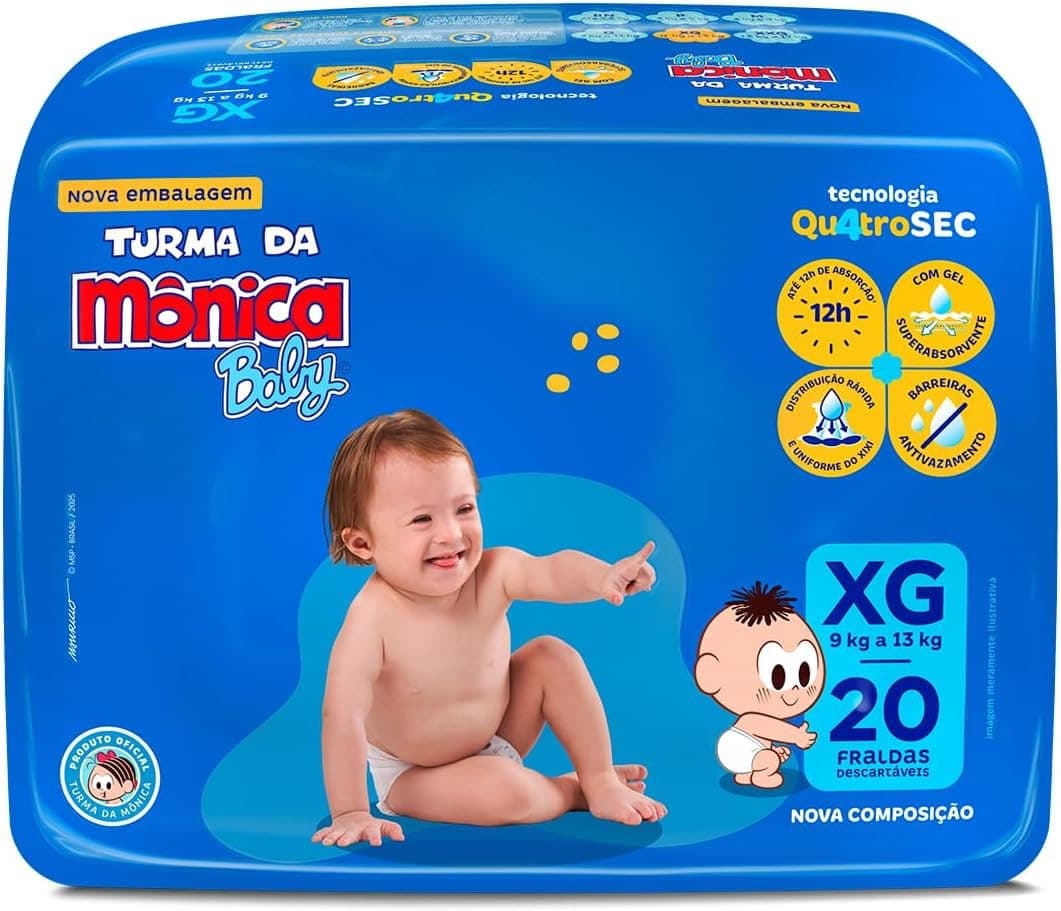 Fralda Turma da Mônica Baby Jumbo XG 20 Unidades