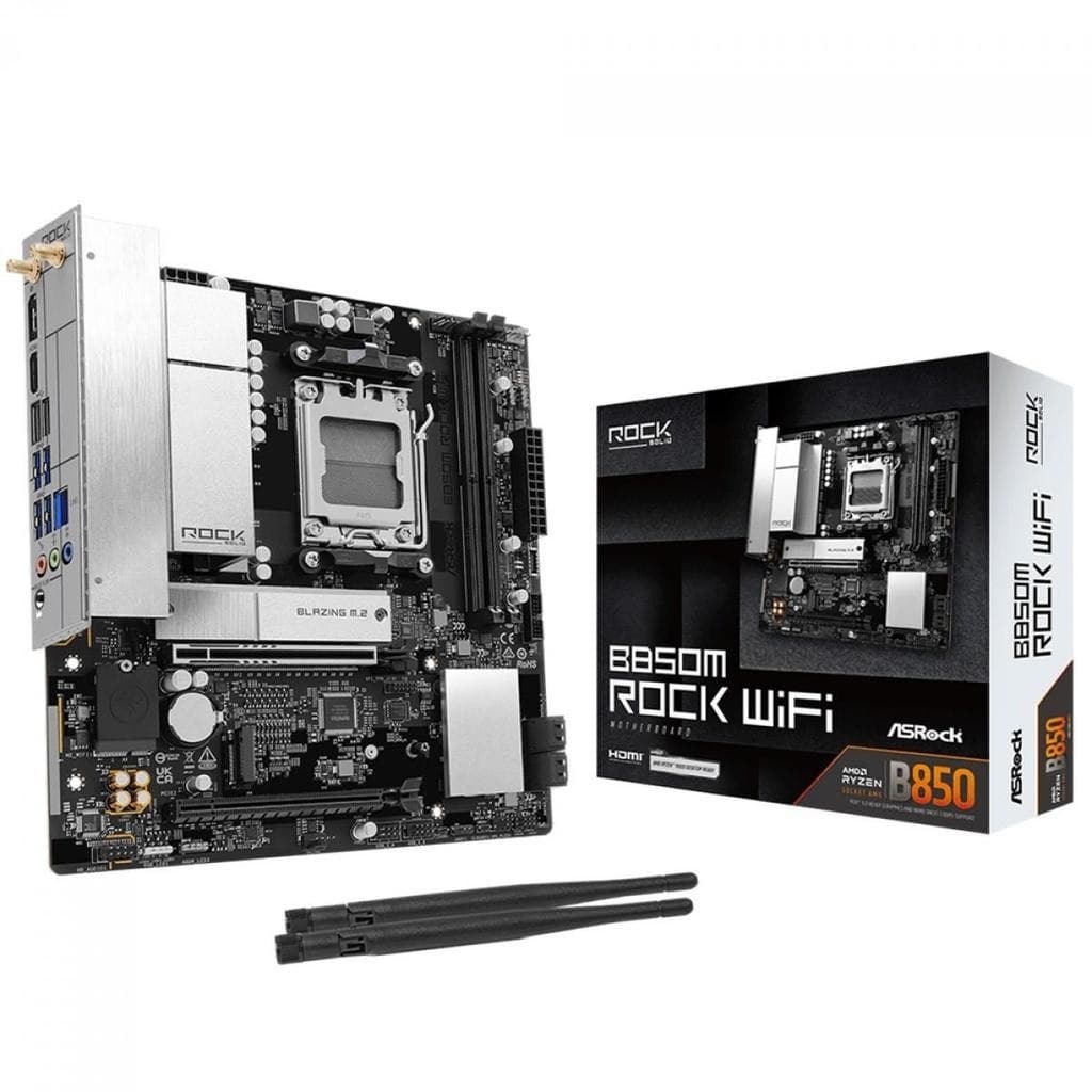 Placa Mãe ASRock B850m Rock WiFi, Chipset B850, Amd Am5, mATX, Ddr5 B850