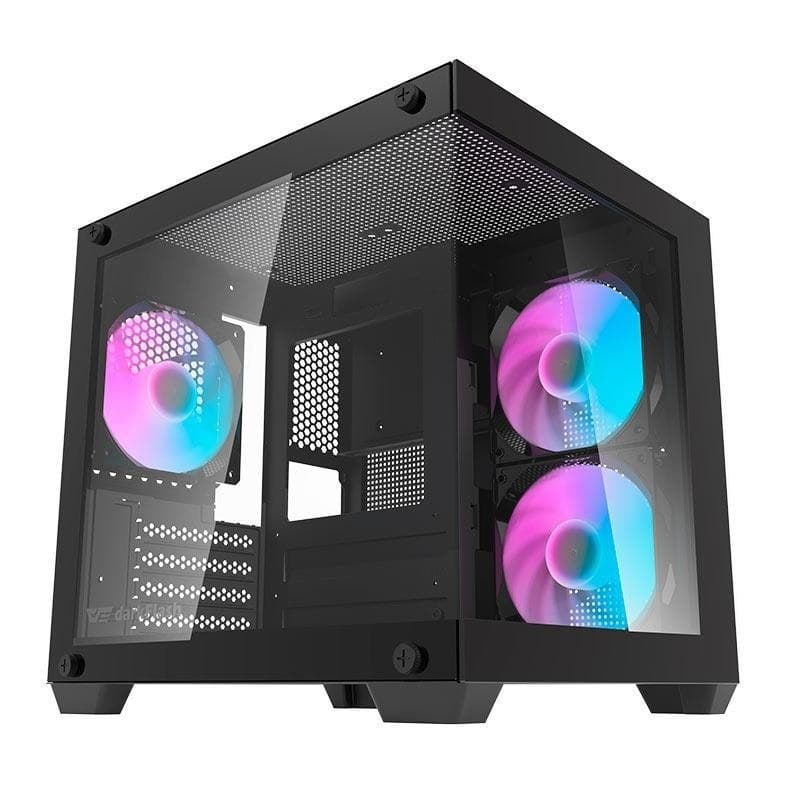 Gabinete Gamer Aigo Darkflash Durin D275m, Rainbow, Mid-Tower,L.Vidro, 3Fans, Preto / Branco