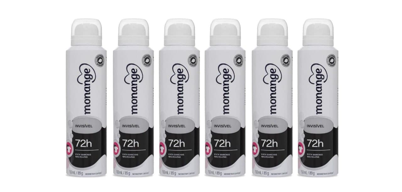 6x Desodorante Aero Monange 150ml Invisível