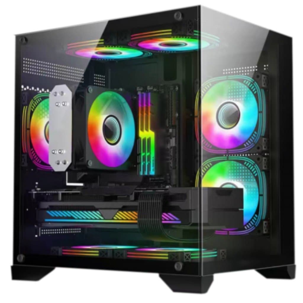 Gabinete Gamer Gb1790 Hayom 4 Fans Rgb Micro-atx Vidro Temp Cor Preto