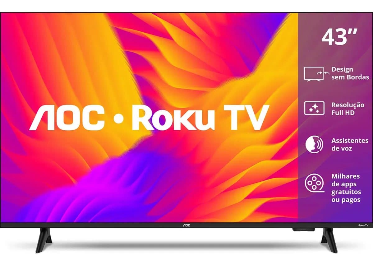 Smart Tv 43 Aoc Led Roku Full Hd Wi-fi 60hz Hdmi Usb 43s5155/78g - R$ 1.459