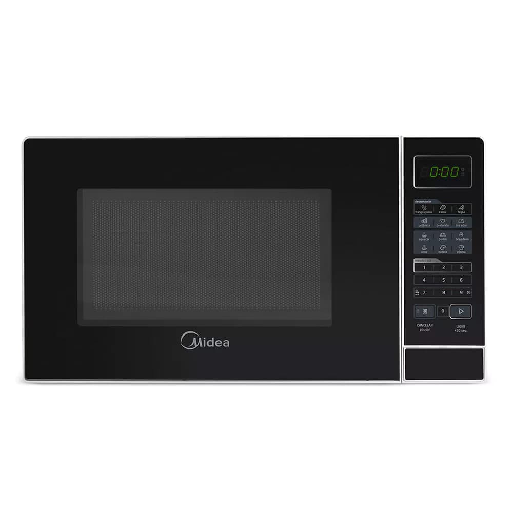 Micro-ondas 20L Branco Porta Preta Minuto Fácil Midea