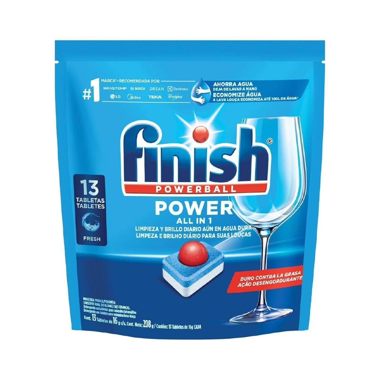 10x Finish Powerball Detergente para Lava Louças em Tabletes e Secante, 13 Tabletes