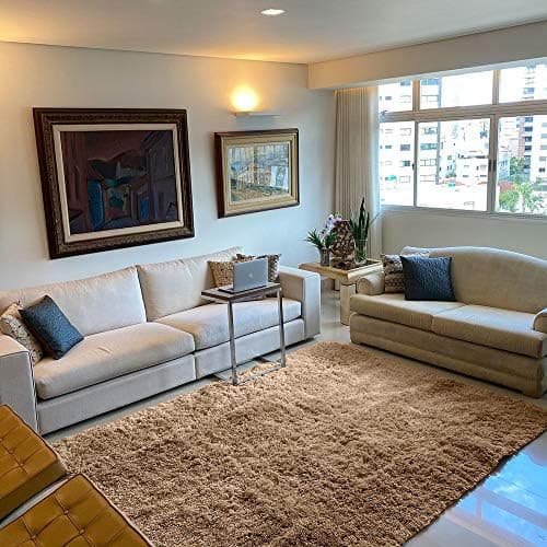 Tapete Sala Quarto Felpudo Shaggy 140X200 Cinza Casa Dona