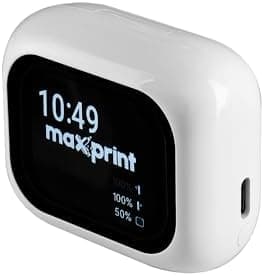 Fone de Ouvido Bluetooth TWS Branco com Cancelamento de Ruído ANC e Display Touch – Maxprint FBT3002