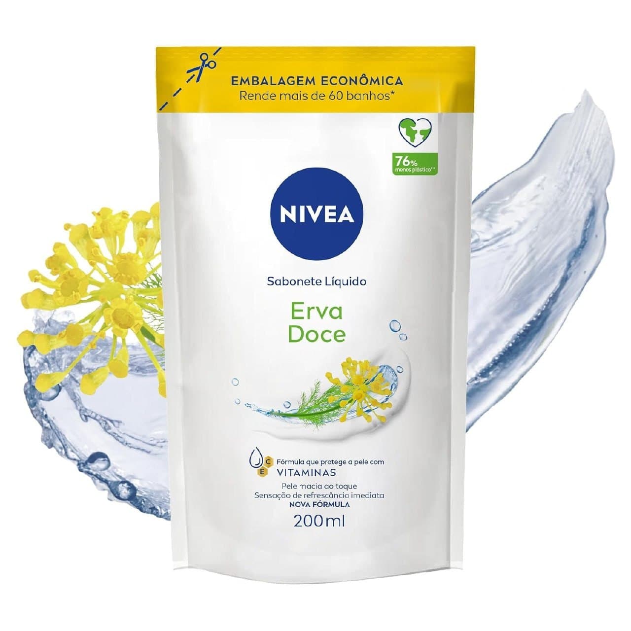 10x Sabonete Líquido Refil NIVEA, Erva-Doce, 200ml