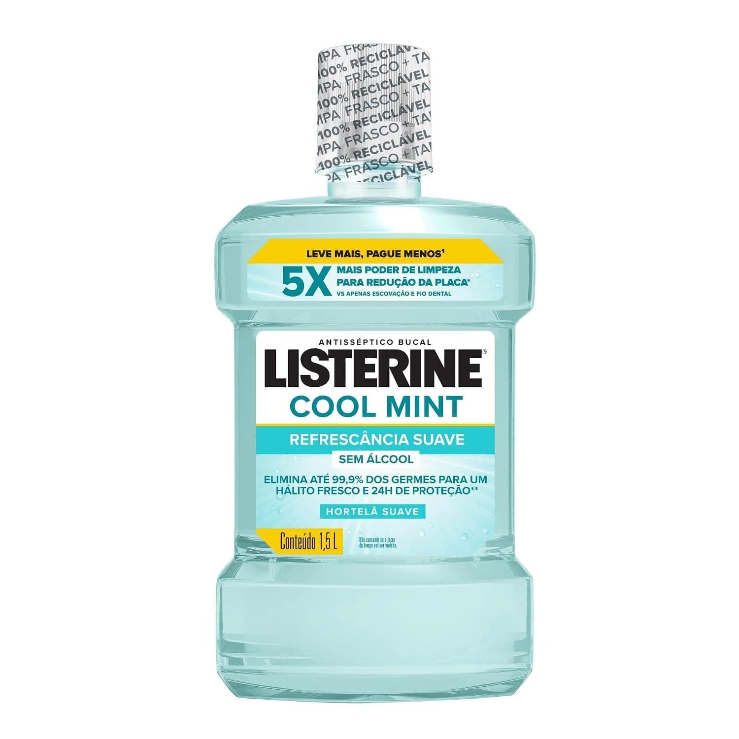 Enxaguante Bucal Listerine Cool Mint, Sem Álcool, 1,5L