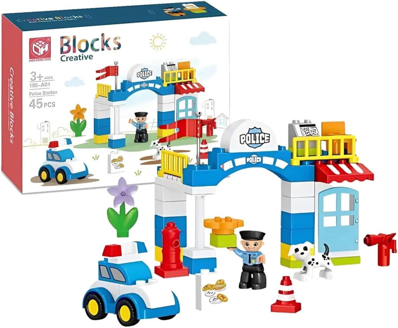 Blocos Criativos Estação de Polícia 45 Peças Multikids - BR2249