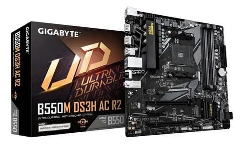 Placa Mãe Gigabyte B550m Ds3h Ac R2, Amd Am4, Micro Atx, Ddr4, Rgb, Wi-Fi, Bluetooth, Preto - B550m Ds3h Ac R2