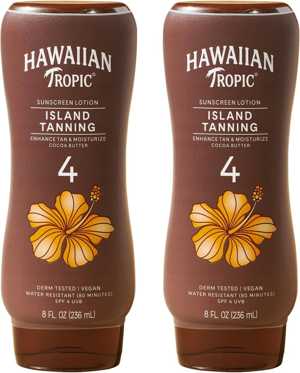 Hawaiian Tropic SPF 4 Sunscreen, Protective Dark Tannning Sunscreen Lotion 8 Ounces, 2 Count (Pack of 1)