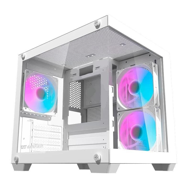 Shopee / Pichau - Gabinete Gamer Aigo Darkflash Durin D275m,Rainbow, Mid-Tower,L.Vidro, Com 3 Fans,Branco, Durin-Wh-3F