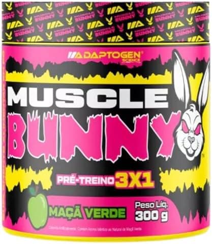 Suplemento Pré-Treino Adaptogen Science, Sabor Maçã Verde, 300g | Muscle Bunny, 3x1