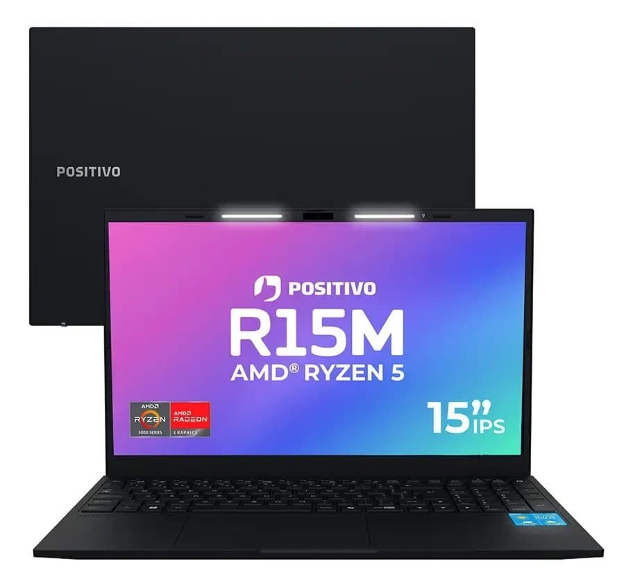 Notebook Positivo Vision R15m Amd Ryzen 5-5625U Linux 8Gb Ram 256Gb Ssd Wi-Fi 6 Tela 15” Full Hd Ips Antirreflexo - Minitela 1,54" - Lumina Bar com 3 Níveis Permite upgrade de memó