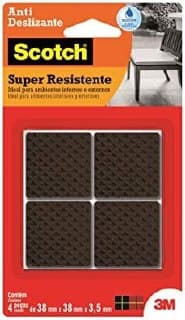 SCOTCH 3M Protetor Antideslizante Super-resistente Extragrande Preto 4 Un. | Adesivo de alta aderência, Fixa e protege as superfícies, Formato quadrado, Ideal para ambientes internos e externos
