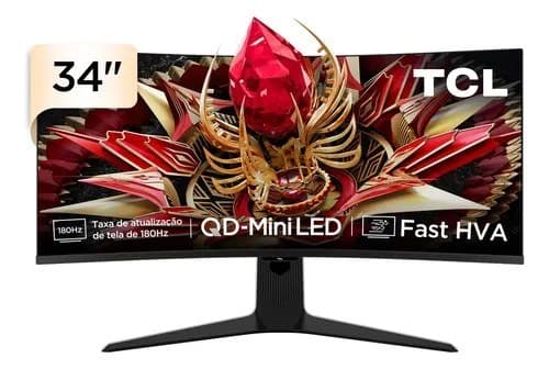 Monitor Gamer Curvo Tcl 34 Polegadas Qd-Mini Led Wqhd R83q 180hz 1ms (Gtg) Hdr 1400 Nits 34r83q