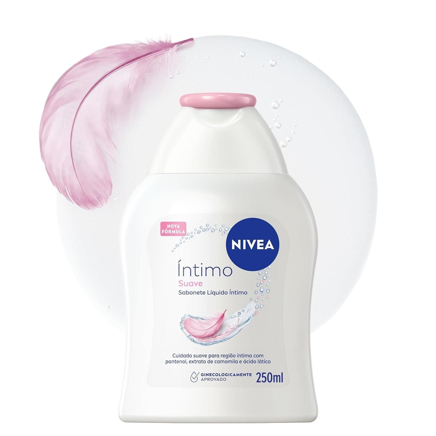 Nivea Sabonete Líquido Íntimo Suave 250ml, Limpeza Delicada, Mantém pH Natural, Extrato de Camomila, Cuidado Calmante, Uso Diário
