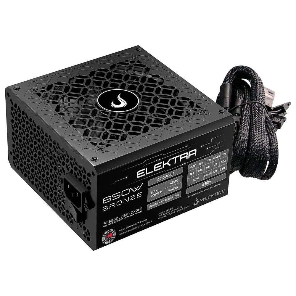 Fonte Gamer Rise Mode Elektra, 650W, Bronze, Pfc Ativo, Preto - Rm-Psu-Elk-650-B