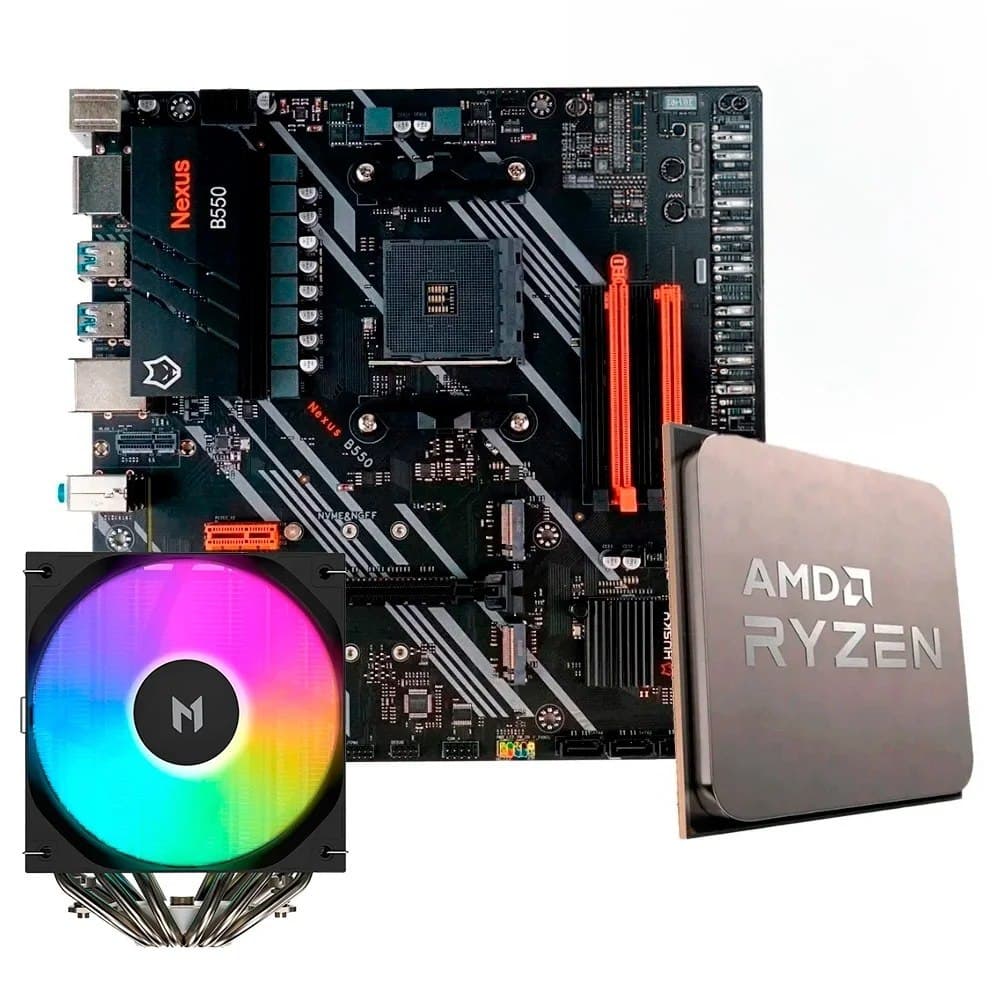 Placa-Mãe Husky Nexus B550 + Processador Amd Ryzen 7 5700x + Air Cooler Mach1 Wind