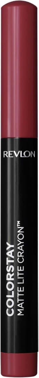 Revlon Batom ColorStay Matte Lite Crayon com apontador integrado, fórmula fosca sem secagem de longa duração, batom à prova de transferência, 011 levantado, 1,4 g