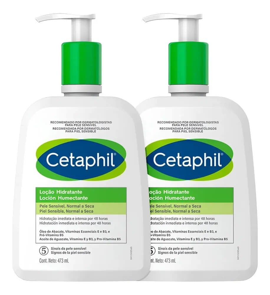 Emulsão Cetaphil Kit Cetaphil Loção Hidratante Corporal e Facial en dispensador 473mL neutra - kit x 2 unidades