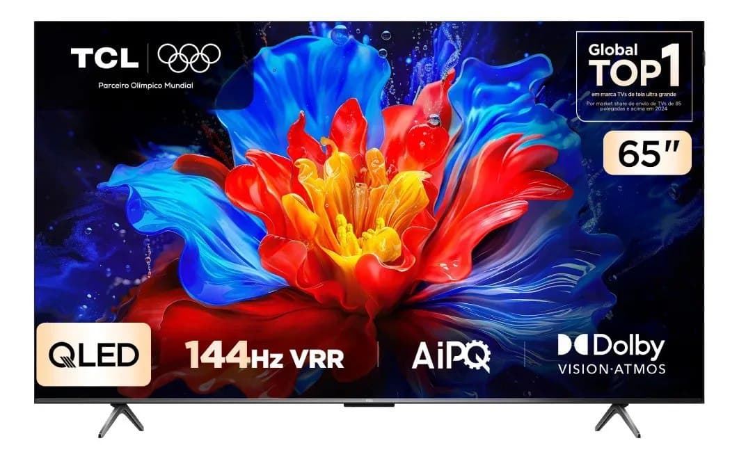 144Hz Smart Tv Tcl 65 Polegadas Qled 4K P8k WiFi Bluetooth Google Tv 144Hz Hdr10+ Dolby Atmos Vision 65P8k