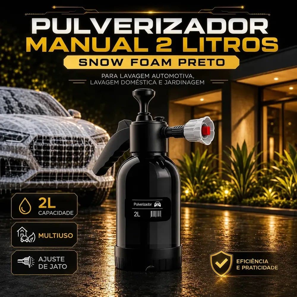 Pulverizador Manual 2 L Snow Foam Profissional Com 3 Bicos para Espuma Ativa