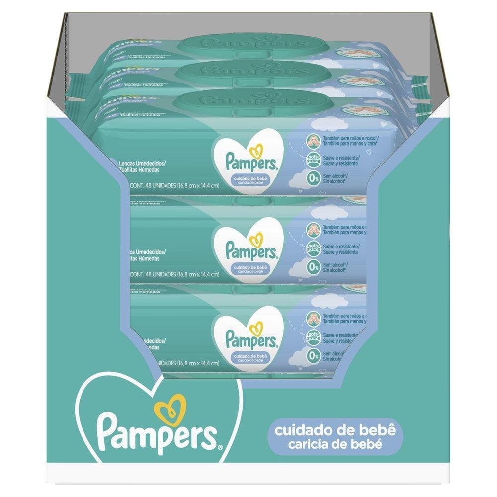 Kit Lenço Umedecido para Limpeza Pampers - Cuidado do Bebê - 12 Pacotes